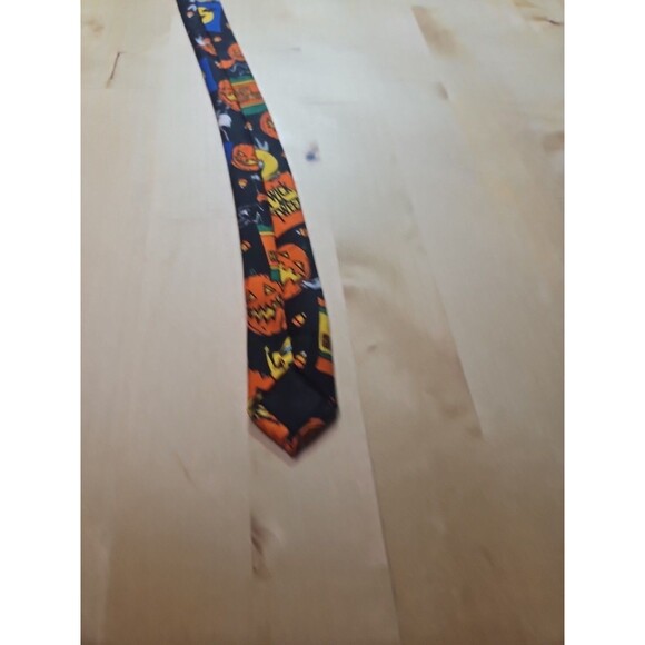 Vintage Looney Tunes Halloween Neck Tie Bugs Bunny Daffy Duck Taz Pumpkins - Picture 7 of 10